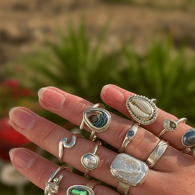 Spiral Abalone Silver Ring