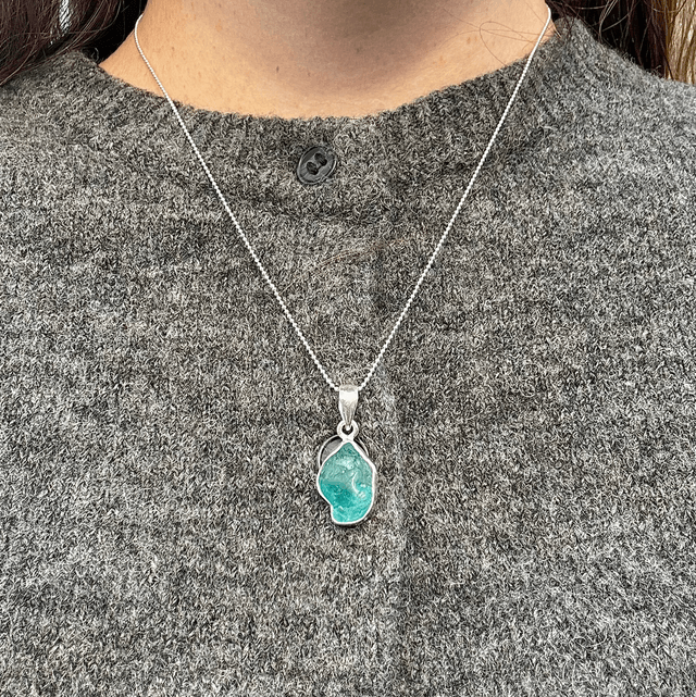 Raw Aquamarine Stone Necklace