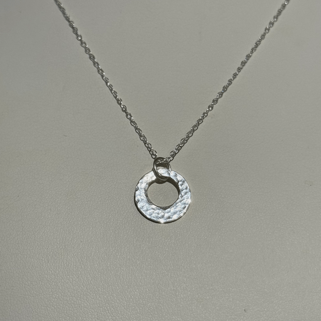 Silver Hammered Pendant Necklace