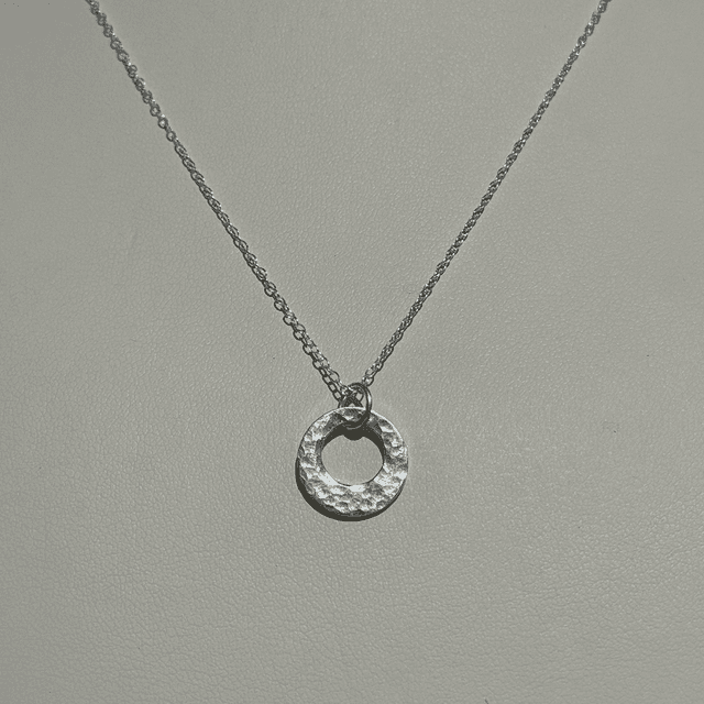 Silver Hammered Pendant Necklace